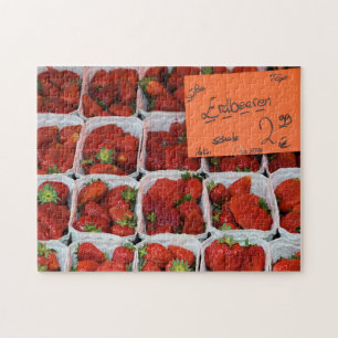 Puzzle Fresas - Erdbeeren - Mercado alemán - 11x14