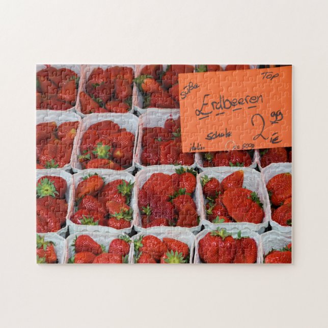 Puzzle Fresas - Erdbeeren - Mercado alemán - 11x14 (Horizontal)