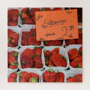 Puzzle Fresas - Erdbeeren - Mercado alemán - 20x20
