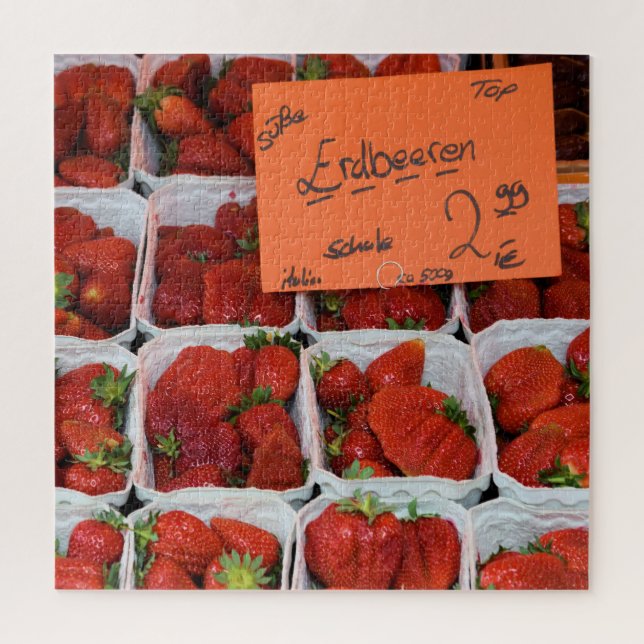 Puzzle Fresas - Erdbeeren - Mercado alemán - 20x20 (Vertical)