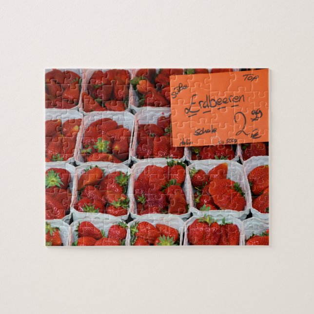 Puzzle Fresas - Erdbeeren - Mercado alemán - 8x10 in (Horizontal)