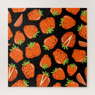 Puzzle Fresas negras: Textura vintage sin foco