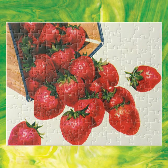 Puzzle Fresas Vintage en Cesta, Frutas Bayas Comida (Subido por el creador)