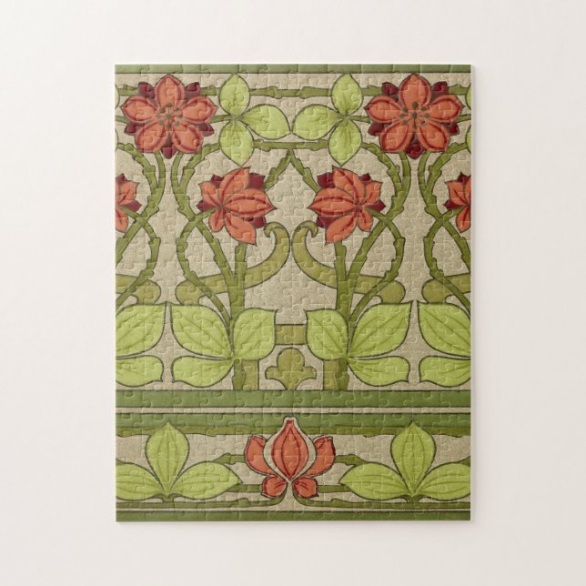Puzzle Frieze Border Art Nouveau Floral (Vertical)