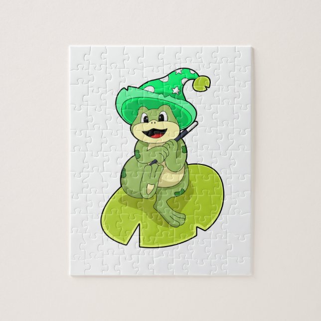 Puzzle Frog as Wizard con varita mágica (Vertical)