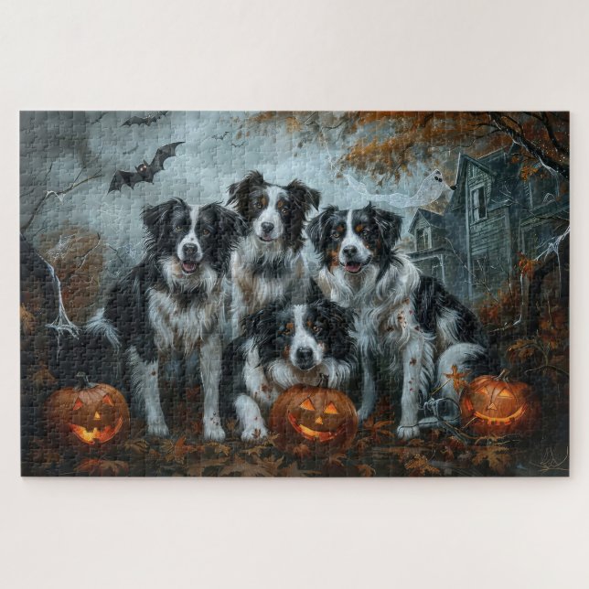Puzzle Frontera Collie Halloween Noche Doggy Delight (Horizontal)