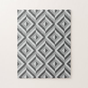 Puzzle Frustración del patrón de diamante geométrico gris