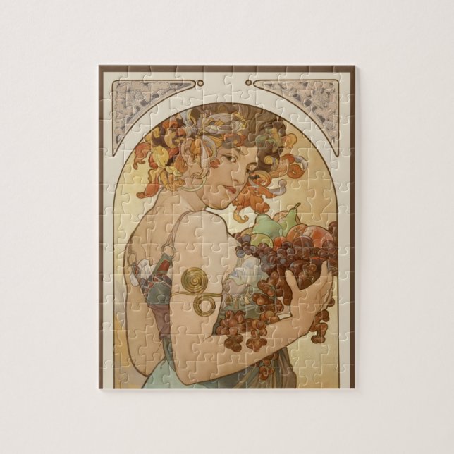Puzzle Fruta de Alphonse Mucha, Arte Antiguo Modernista (Vertical)