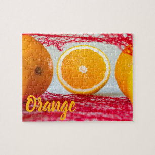 Puzzle fruta naranja para vegetariano y vegetariano