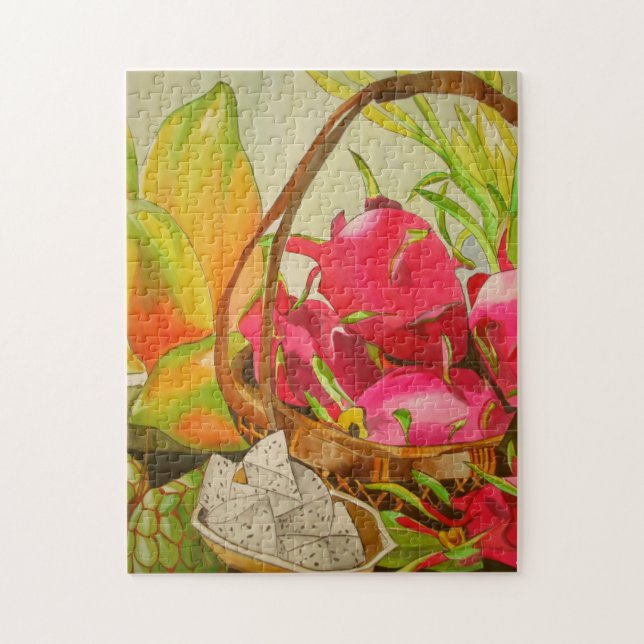 Puzzle Fruta tropical Todavía la vida arte acuarela origi (Vertical)