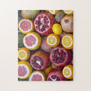 Puzzle Frutas tropicales frescas Pomegranate Mango Grapef