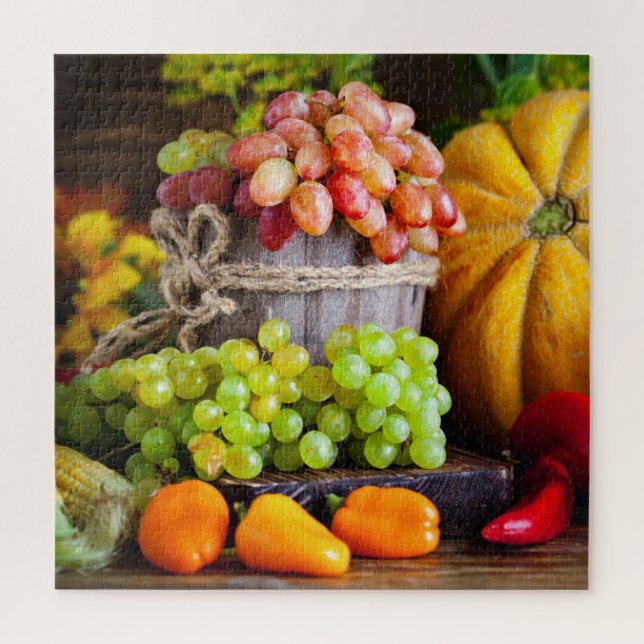 Puzzle Frutas Y Verduras Rústicas De La Cosecha De Acción (Vertical)