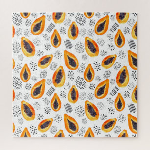Puzzle Fruto de la papaya: acuarela abstracta.