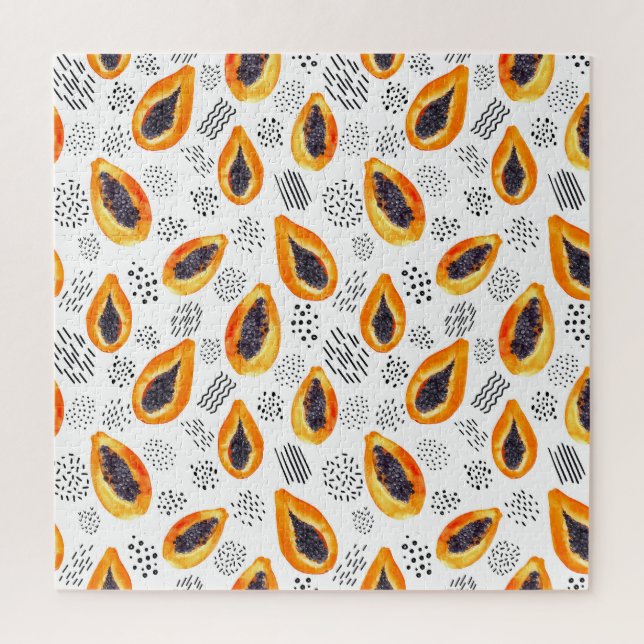 Puzzle Fruto de la papaya: acuarela abstracta. (Vertical)