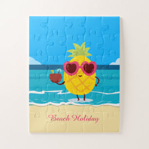 Puzzle Fruto de piña en las vacaciones de playa Cute colo