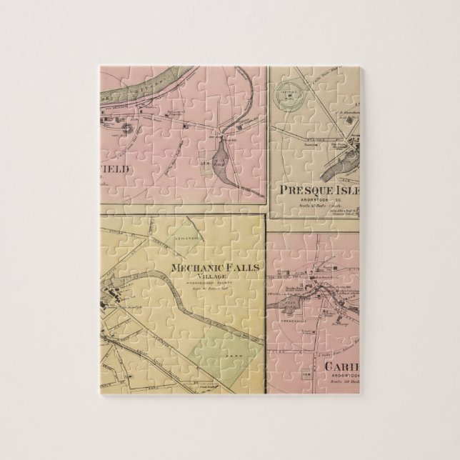 Puzzle Ft Fairfield, Isla Presque, Mapa Caribou (Vertical)
