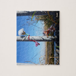 Puzzle Fubby fantasie, op de vlucht voor een dier.