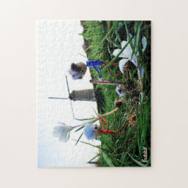 Puzzle Fubby's bij een molen planten een krokus bol.