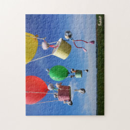 Puzzle Fubby's in luchtballonnen die op avontuur gaan.