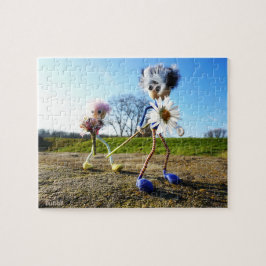 Puzzle Fubby's in natuur met madeliefjes.
