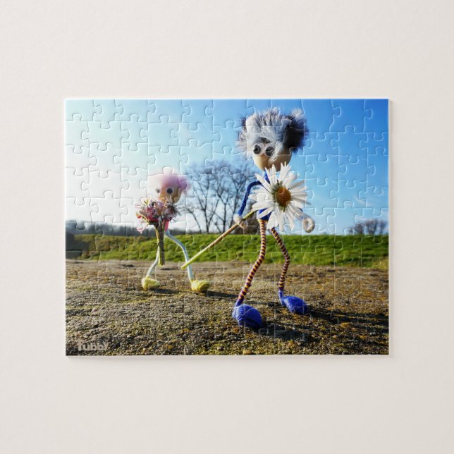 Puzzle Fubby's in natuur met madeliefjes. (Horizontal)