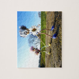 Puzzle Fubby's in natuur met madeliefjes.
