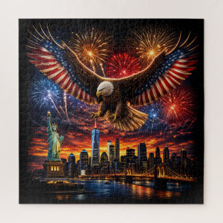 Puzzle Fuegos Artificiales Águila Calva Patriótica en el