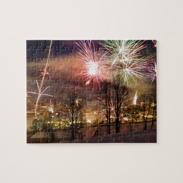 Puzzle Fuegos artificiales en Nochevieja en Niederau Tyro (Horizontal)