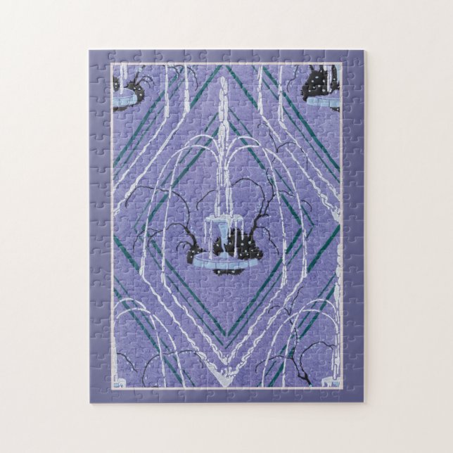 Puzzle Fuente Art Deco En Azul (Vertical)
