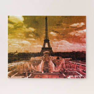 Puzzle Fuente Chaillot Vintage Francia París Torre Eiffel
