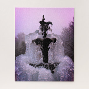 Puzzle Fuente congelada al atardecer