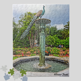 Puzzle Fuente de pavo real y jardín Rosa en Parque invern