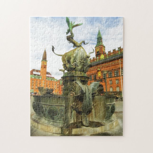 Puzzle Fuente del dragón en Copenhague (Vertical)