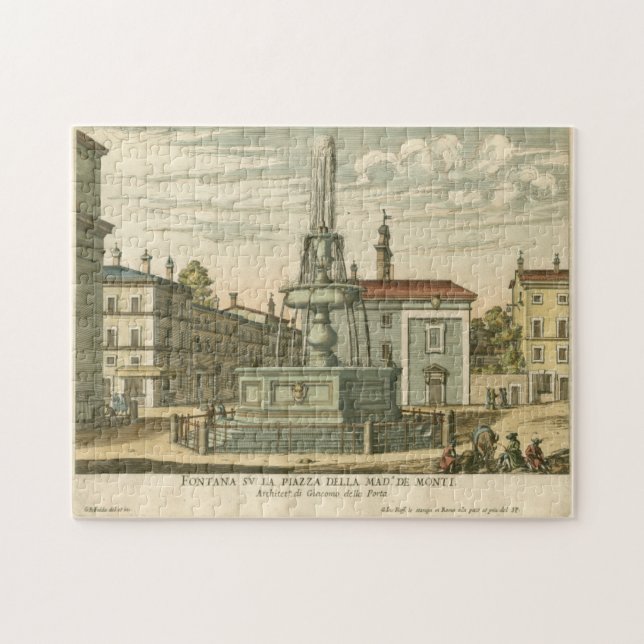Puzzle Fuente italiana en la plaza del pueblo por Falda (Horizontal)