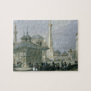 Puzzle Fuente y cuadrado de St. Sophia, Estambul, engra