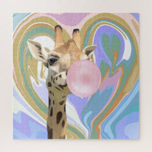 Puzzle Fun Bubblegum Bearing Giraffe Liquid Swirl Blue