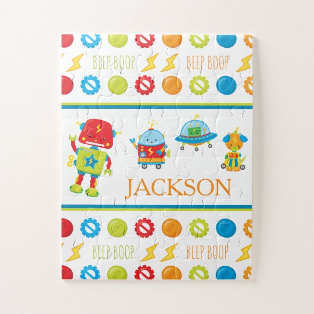 Puzzle Fun Colorous Robot Beep Boop Pattern Kid (Vertical)