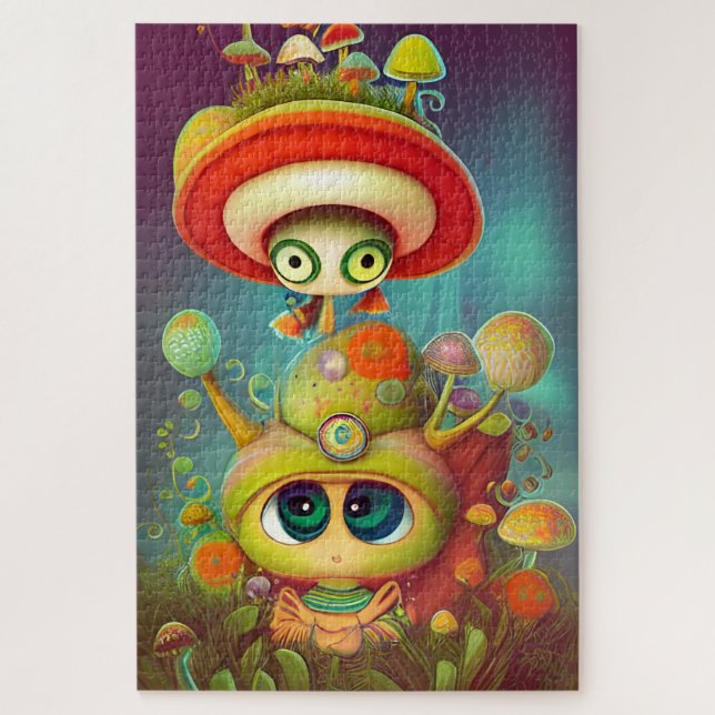 Puzzle Fun Fantasy Snail y el Ilustracion Mush (Vertical)