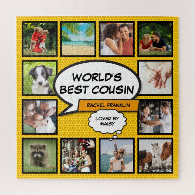 Puzzle Fun Guay Cousin Modern Comic Book Collage de fotos (Vertical)