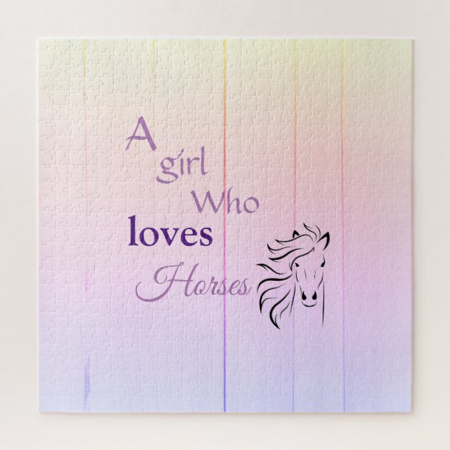 Puzzle Fun Horse Purple Girly Fun Script (Vertical)