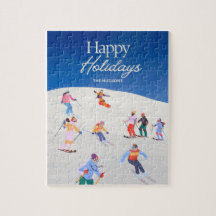 Fun Trendy Happy Holidays Ski Resort