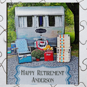 Puzzle Fun Vintage Camper Trailer Feliz Jubilación