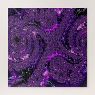 Puzzle Funky Bold Boho Púrpura Digital Abstracto Fractal