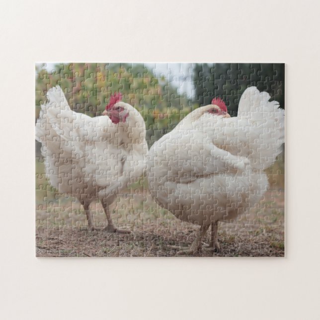 Puzzle Funky Chicken Hen Hy Line Silver Brown (Horizontal)