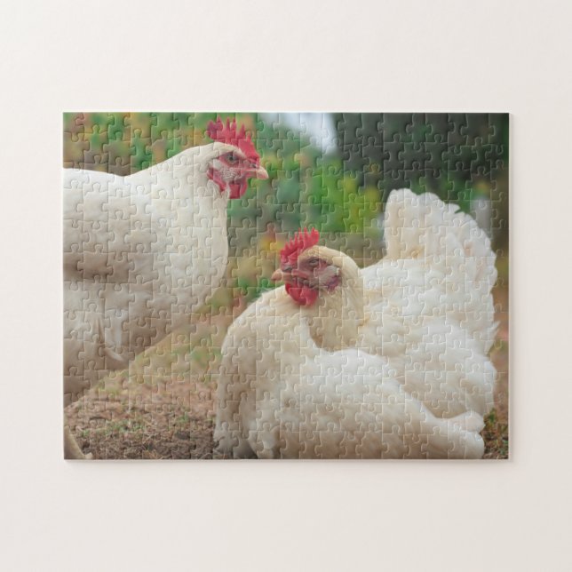 Puzzle Funky Chicken Hen Hy Line Silver Brown (Horizontal)