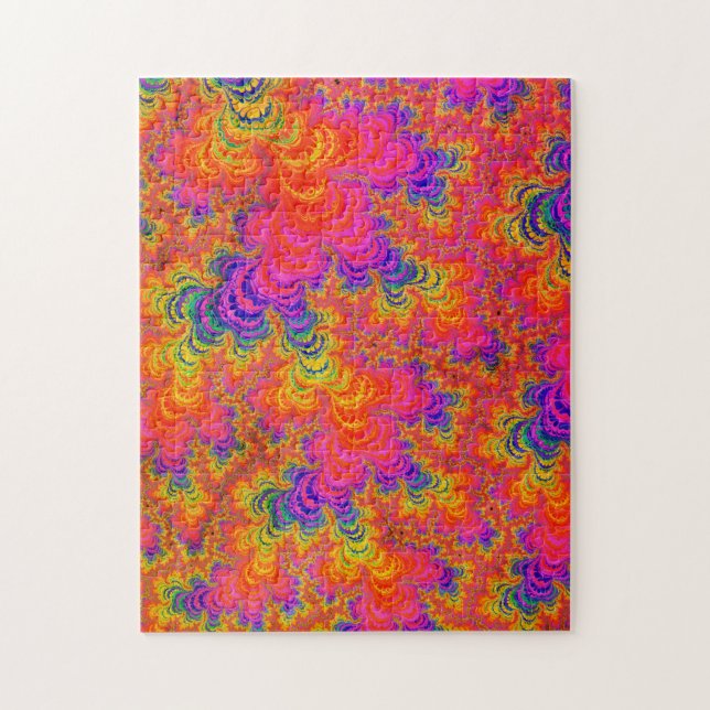 Puzzle Funky Psicodélico Hippie Boho Neon Arcoíris Fracta (Vertical)