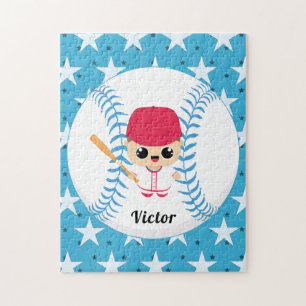 Puzzle Funny Baseball Boy Player Star Softball Ball Name