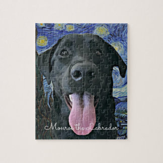 Puzzle Funny Black Lab Dog Photo and Name Personalized