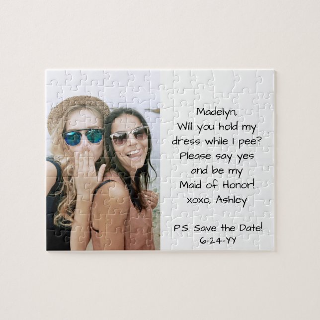 Puzzle Funny Bridesmaid / Maid of Honor Propuesta Foto (Horizontal)