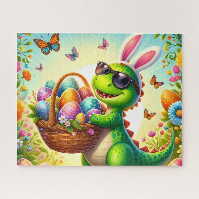 Puzzle Funny Bunny Dino Easter (Horizontal)